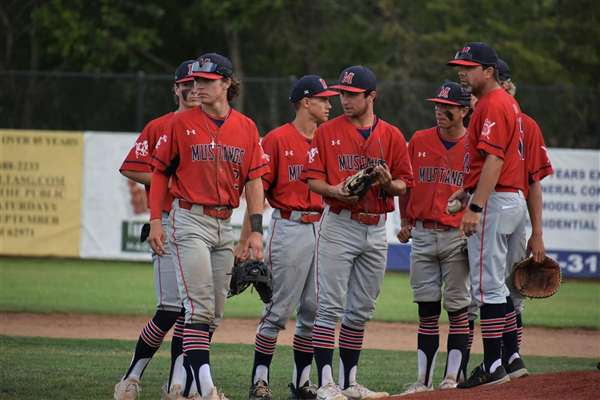 Medford Mustangs 2022 team huddle