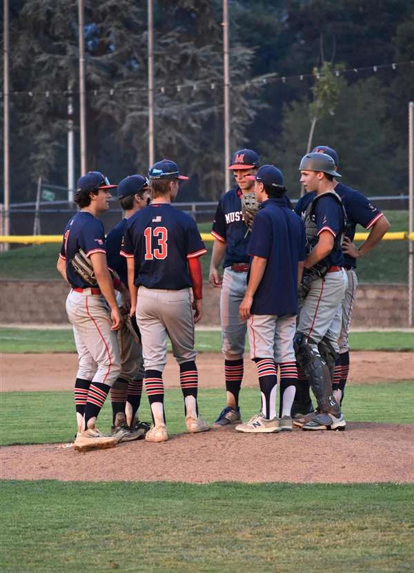 Medford Mustangs 2025 mound meeting